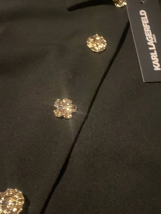 (NWT) KARL LAGERFELD- Black Sleeveless Button-Front Ruffle Hem Mini Dress 🖤 ✨ - Picture 12 of 16